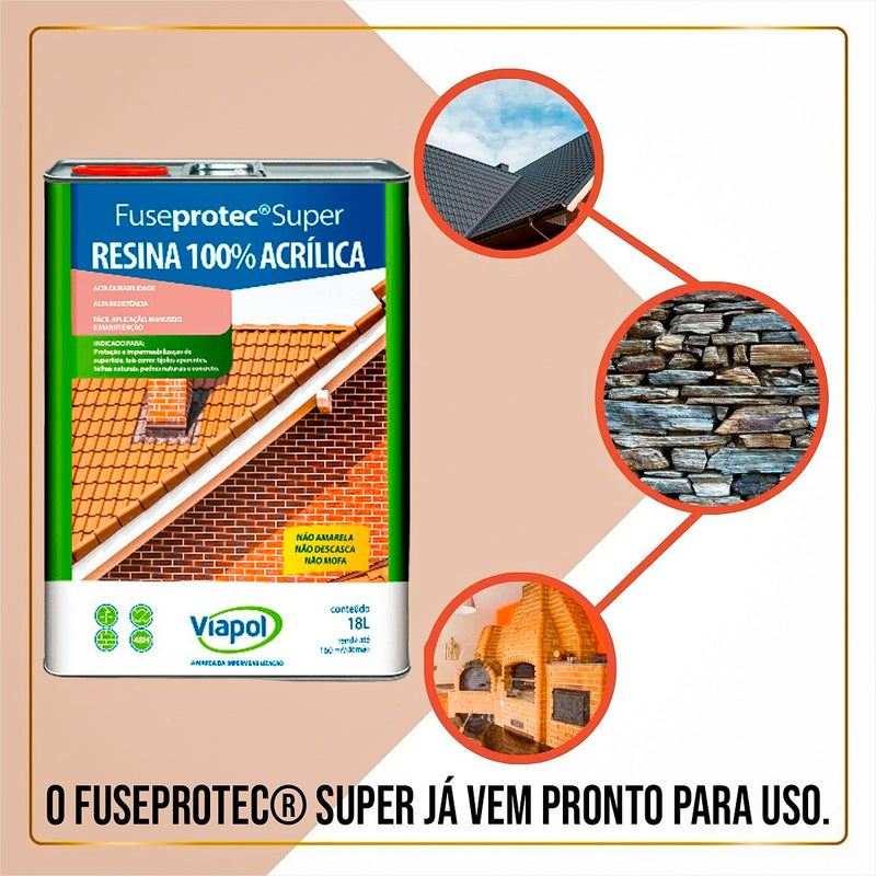 Resina Acrílica Fuseprotec 18Lt Fosco Viapol Incolor Transparente