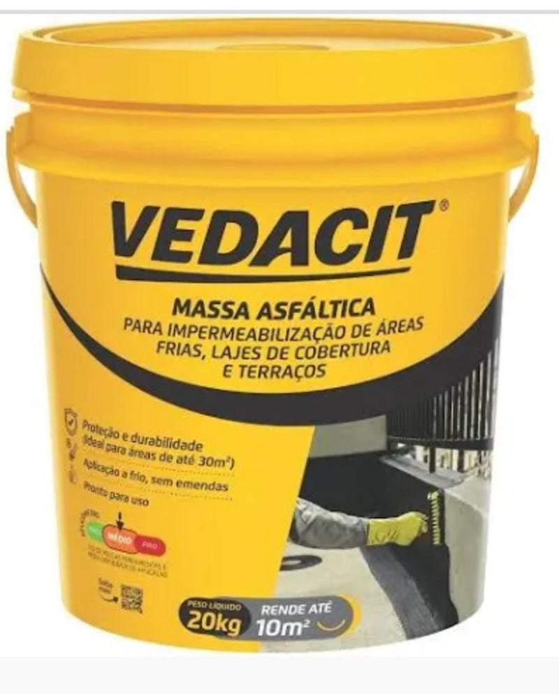 Massa Asfáltica 20kg Impermeabilizante Frio Asfalto Vedacit