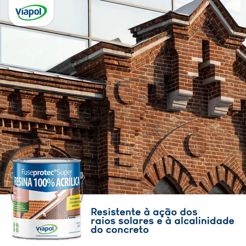 Resina Acrílica Fuseprotec 3,6 Lt Semibrilho Acetinado Viapol Incolor Transparente