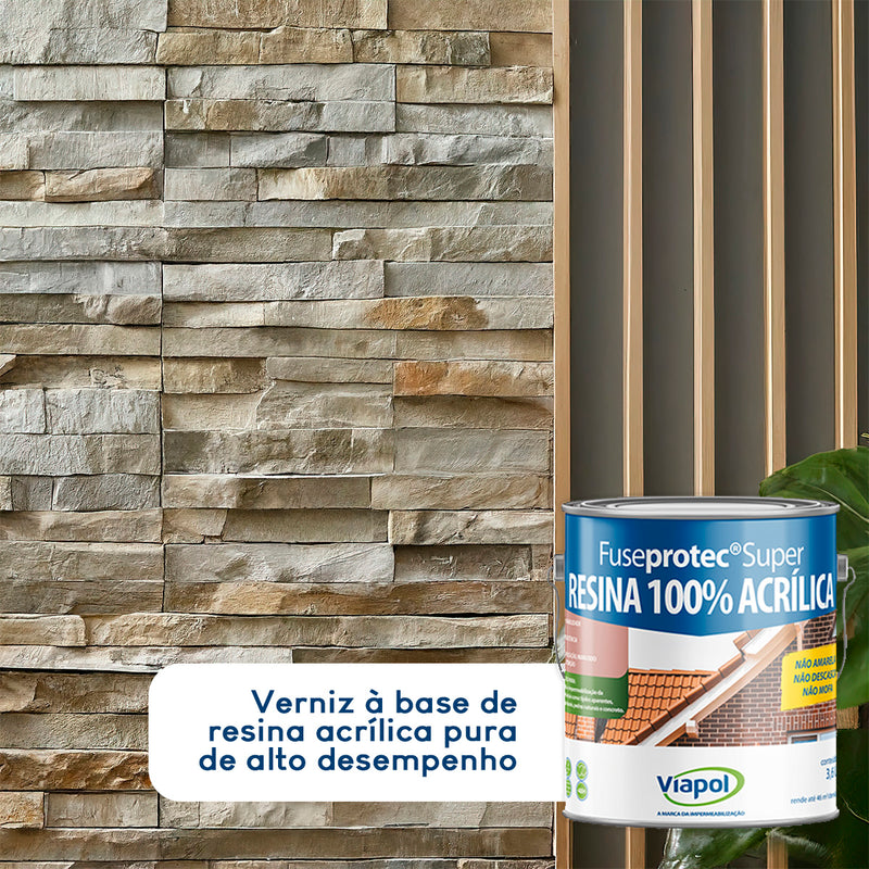 Resina Acrílica Fuseprotec 3,6 Lt Semibrilho Acetinado Viapol Incolor Transparente