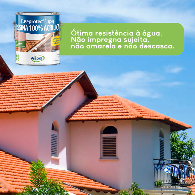 Resina Acrílica Fuseprotec 3,6 Lt Semibrilho Acetinado Viapol Incolor Transparente