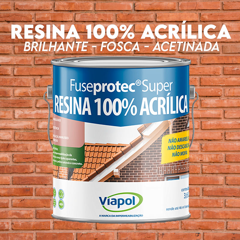 Resina Acrílica Fuseprotec 3,6 Lt Semibrilho Acetinado Viapol Incolor Transparente