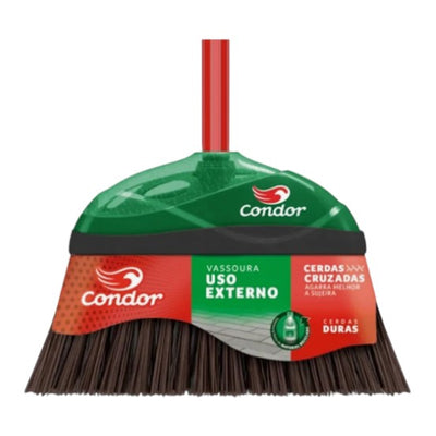Vassoura Cerdas Cruzadas Com Cabo V-52 Uso Externo Condor Agarra Sujeira
