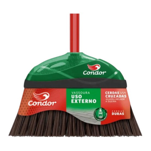 Vassoura Cerdas Cruzadas Com Cabo V-52 Uso Externo Condor Agarra Sujeira