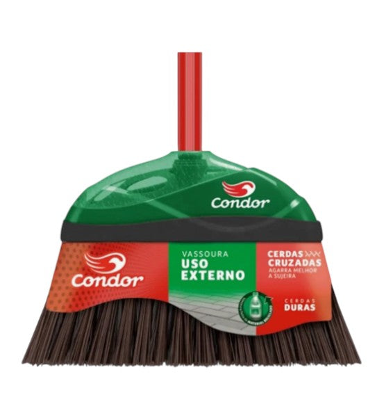 Vassoura Cerdas Cruzadas Com Cabo V-52 Uso Externo Condor Agarra Sujeira