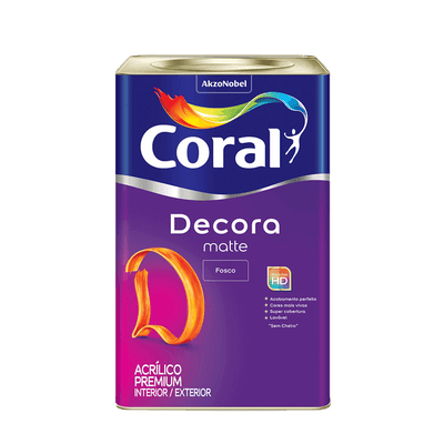 Tinta Acrílica Fosca Decora Matte Branco Neve 18L - Coral
