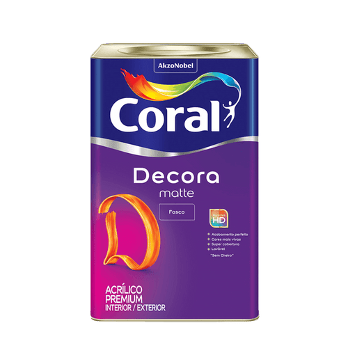 Tinta Acrílica Fosca Decora Matte Branco Neve 18L - Coral