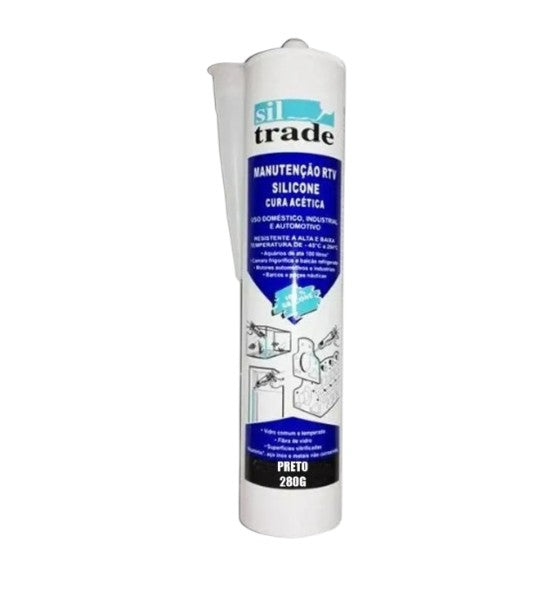 Silicone Sil Trade 280g Preto Para Aquario Selante Acetico