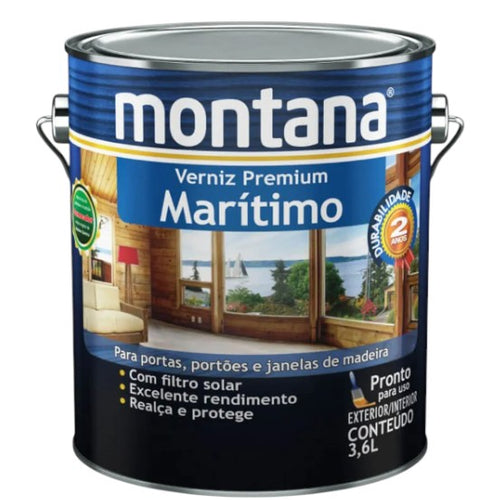 Verniz Premium Marítimo Base Solv Para Portas Janelas Portões Madeira 3,6l Cor Natural Brilhante Montana
