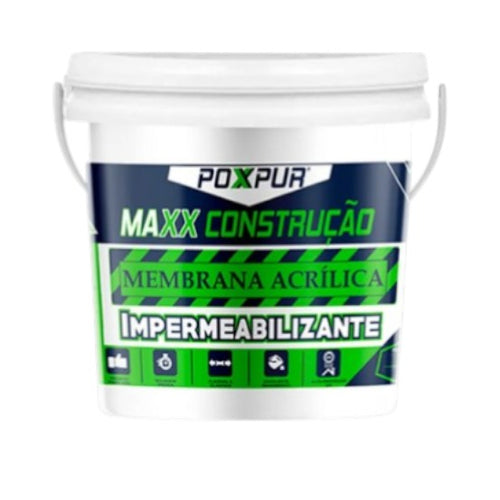 Manta Líquida para Telhado, Calha e Parede | Anti Infiltração Impermeabilizante Acrílico POXPUR Maxx 4,5kg