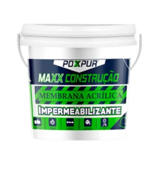 Manta Líquida para Telhado, Calha e Parede | Anti Infiltração Impermeabilizante Acrílico POXPUR Maxx 4,5kg