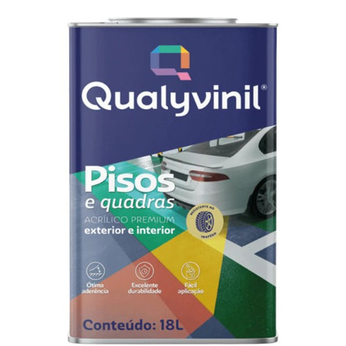 Tinta Premium Acrilica Pisos E Quadras Antimofo Exterior/Interior Cor Preto Qualyvinil 18l
