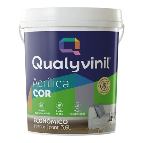 Tinta Acrílica Econômica Alto Rendimento e Cobertura Qualyvinil Fosca 3,6l