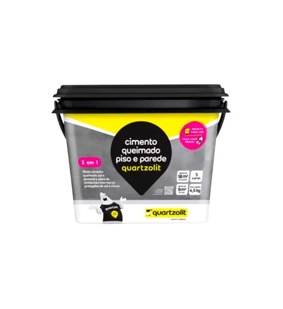 Efeito Cimento Queimado Cinza 2 Em 1 Piso Parede Quartzolit 4,5kg