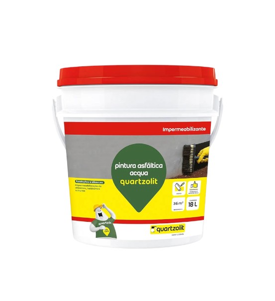 Pintura Asfáltica Acqua 18l Cor Preto Quartzolit Impermeabiliza Superfície