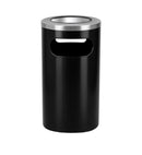 Cinzeiro Lixeira Redonda Em Plástico Com Aro Em Alumínio