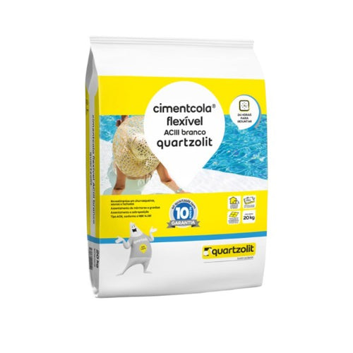 Argamassa ACIII Interno e Externo 20kg Branco CimentCola Quartzolit