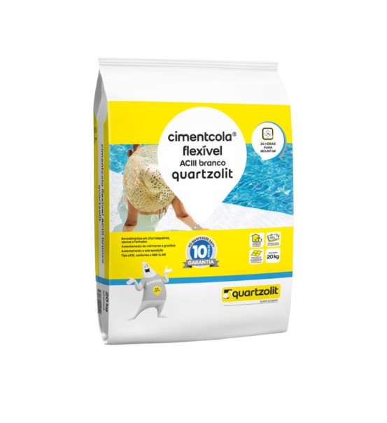Argamassa ACIII Interno e Externo 20kg Branco CimentCola Quartzolit