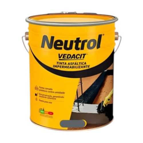 Neutrol Tinta Asfáltica Impermeabilizante 18l Preto Solvente Alta Resistência Contra Umidade e Infiltração