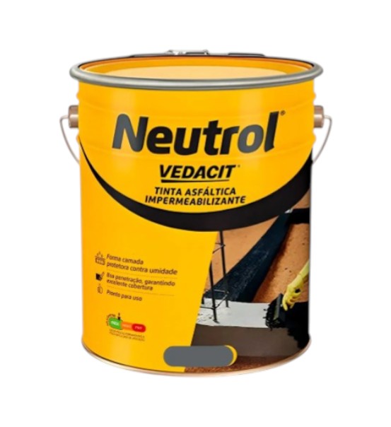 Neutrol Tinta Asfáltica Impermeabilizante 18l Preto Solvente Alta Resistência Contra Umidade e Infiltração